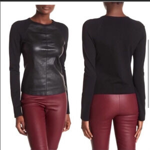 THEORY BRISTOL LEATHER RAGLAN TOP